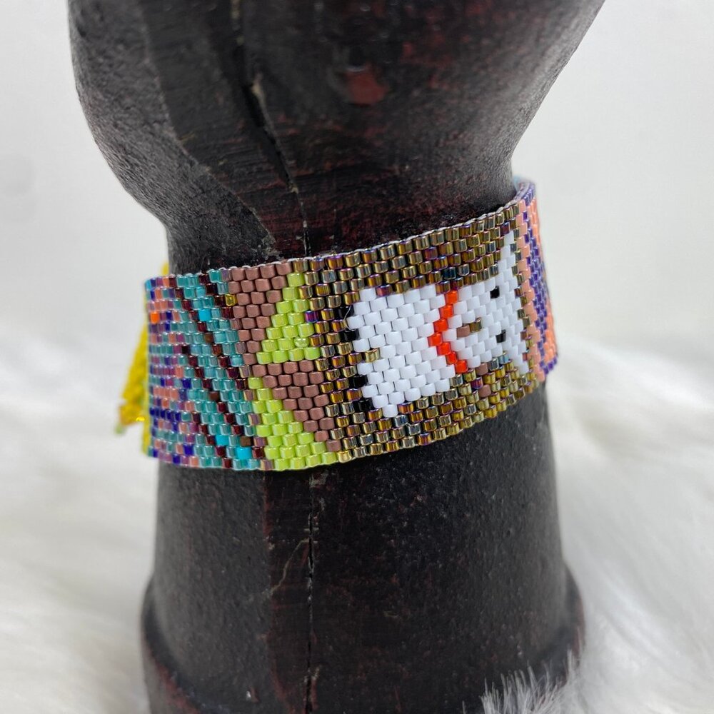 Handmade Bead Loom Llama or Dog Seed Bead Beaded Bracelet - Picture 2 of 6